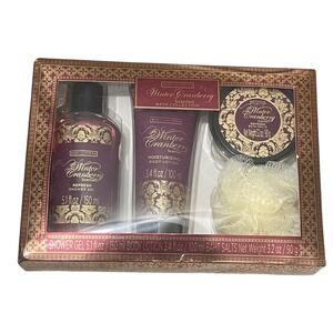 Body Luxuries Scented Bath Collection Winter Cranberry 4 Piece Gift Set New